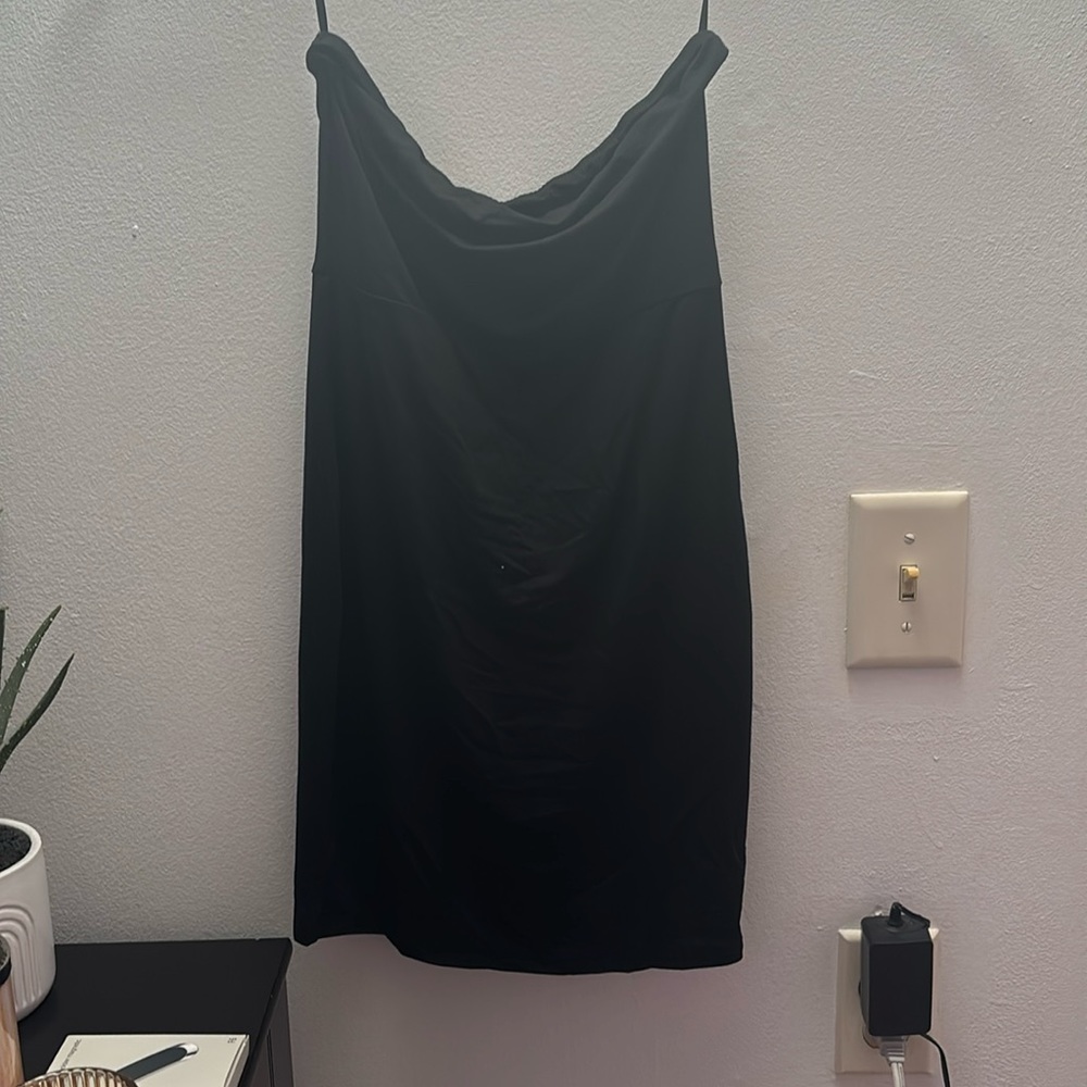 Black tight strapless dress